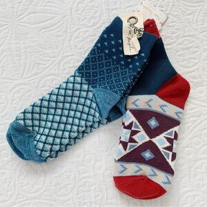 Free People Blue Patterned Casual Quarter‎ Socks (2 Pairs)